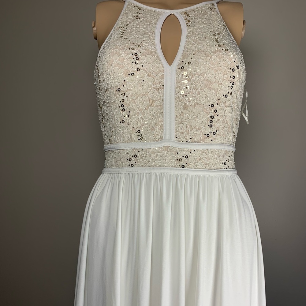 Casual Sequins Bateau Neckline Beach A-Line Evening Dress With Open Back